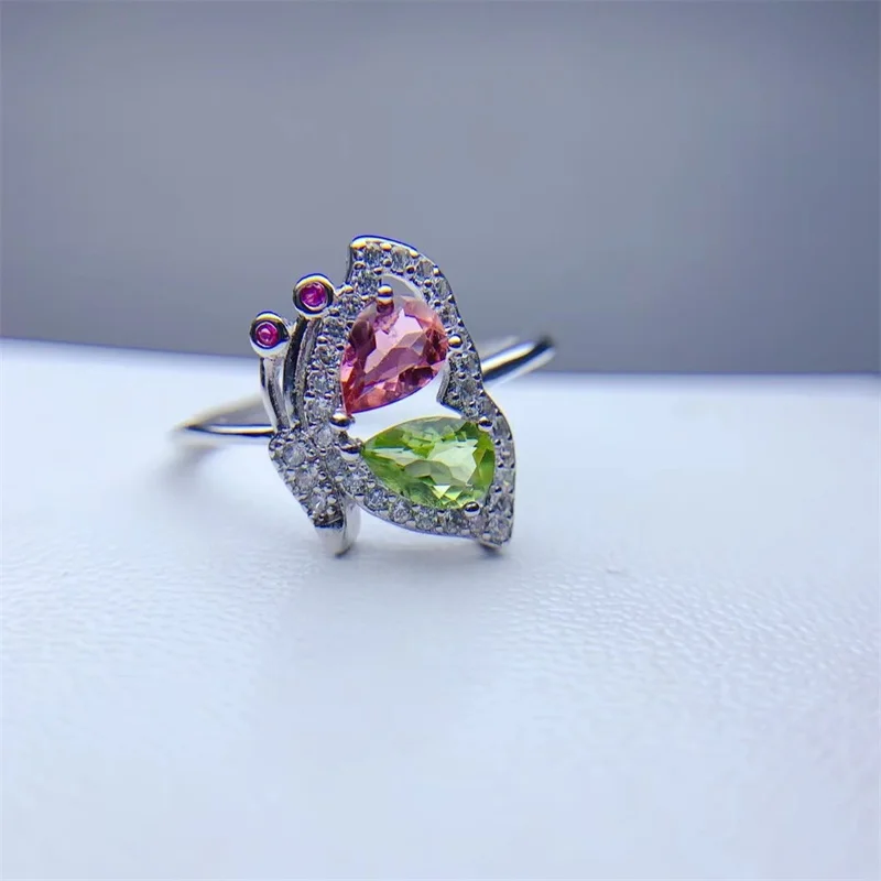 Authentic S925 Silver Butterfly Shape Tourmaline Ring for Women with Certificate
Authentic S925 Silver Butterfly Shape Tourmaline Ring for Women with Certificate