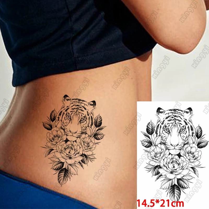 

Waterproof Temporary Tattoo Sticker Lion Tiger Forest Tatto Fox Wolf Bear Snake Body Art Fake Arm Sleeve Tattoos Women Men Lady