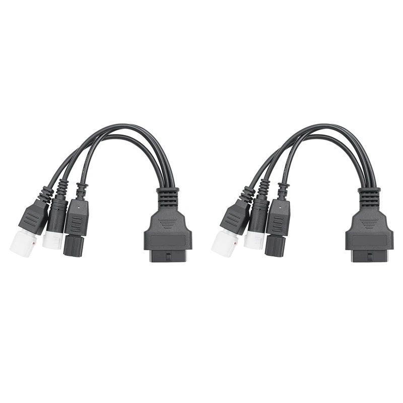 

2X For Yamaha 3Pin/4Pin Honda 6Pin Motorcycle OBD Diagnostic Canbus Connector Cable OBD2 3 In1 Plug Cable Adapter
