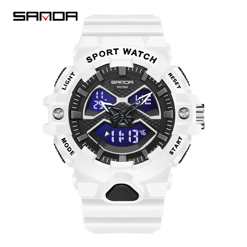 

SANDA Military Watch Quartz Wristwatches Sport 50M Waterproof Alarm Clock Light Analog Digital Male Clocks Relogio Masculino