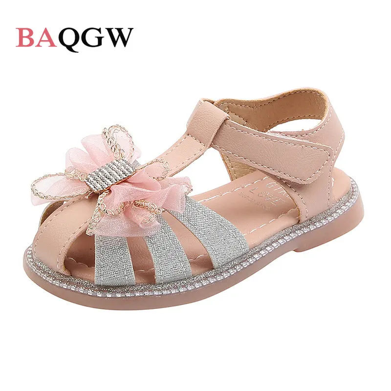

Children's Girls Summer Fashion Sandals Flat Shoes Comfortable Anti-slippery BlingBling Bowknot Rhinestone Princess Shoes Beach