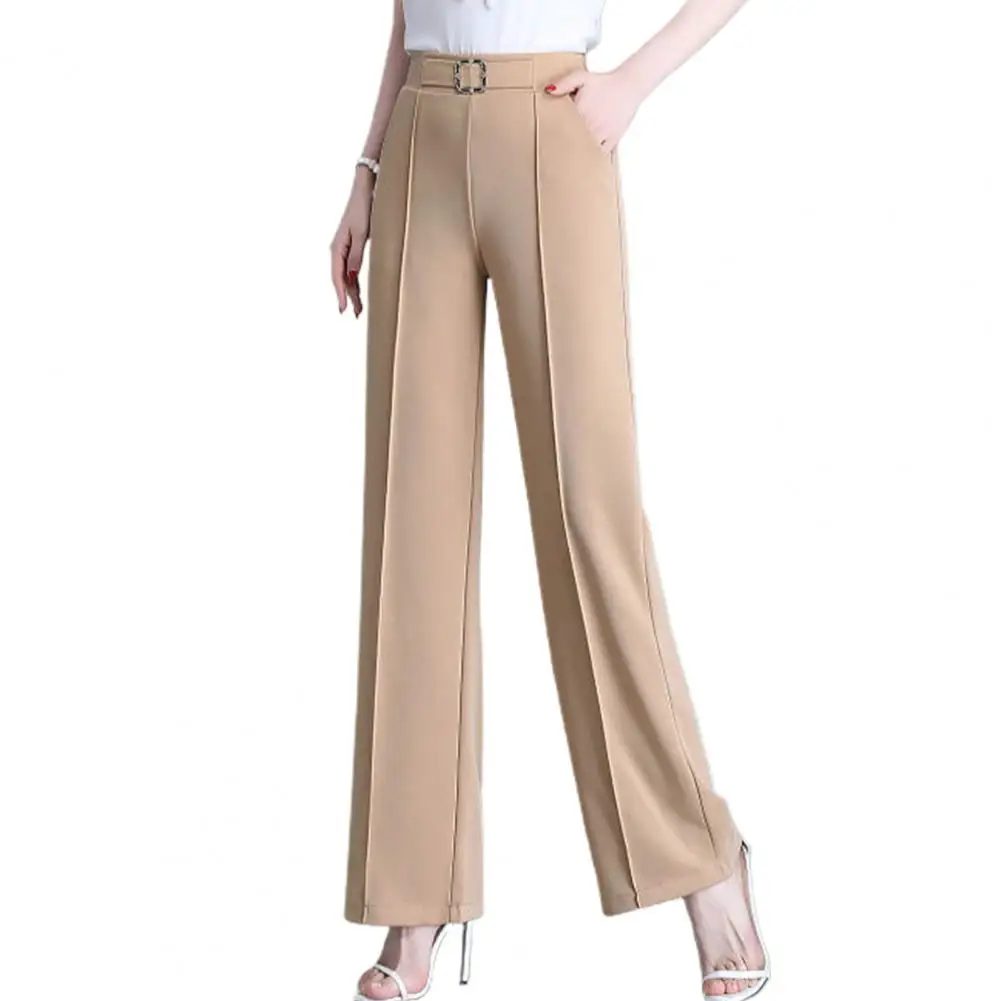 High Waist Women Suit Pants Belt Decoration Pockets Elastic Waistband Office Lady Straight Wide Leg Pants Summer 2023
High Waist Women Suit Pants Belt Decoration Pockets Elastic Waistband Office Lady Straight Wide Leg Pants Summer 2023