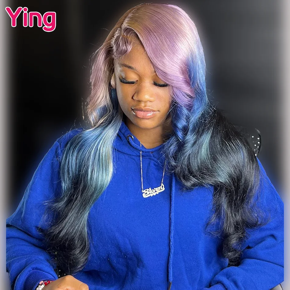 

Ying Hair Violet Purple Black Omber Body Wave 13x4 Lace Front Wigs Pre Plucked Brazilian Remy 613 Blonde 13x6 Lace Frontal Wig