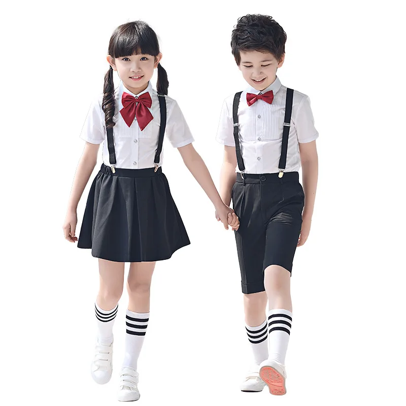 

Children's new kindergarten uniform graduation photos 61 chorus dress primary school class dress suspenders skirt suit