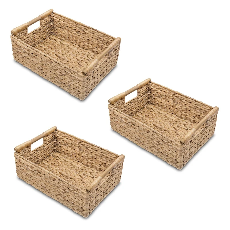 3X Small Wicker Baskets For Organizing Bathroom, Hyacinth Baskets For Storage, Wicker Storage Basket With Wooden Handle
3X Small Wicker Baskets For Organizing Bathroom, Hyacinth Baskets For Storage, Wicker Storage Basket With Wooden Handle