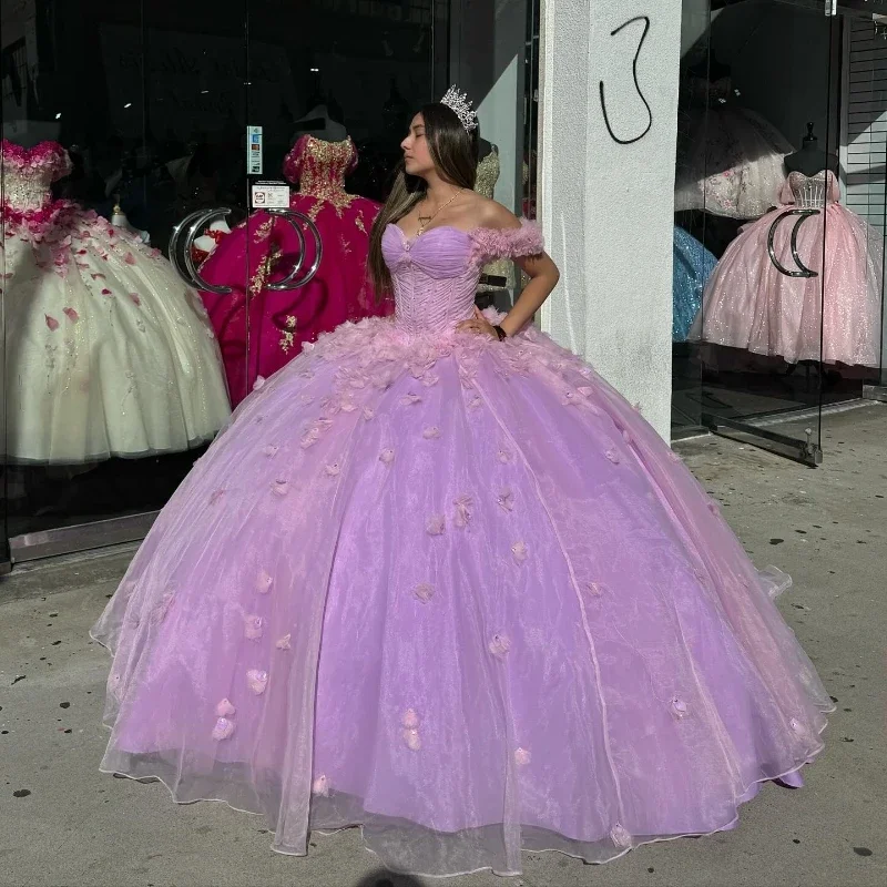 Charming 2024 Lilac Quinceanera Dress Ball Gown Off The Shoulder 3D Flowers Beads Crystal Sweet 15 Vestidos De XV Años Corset
Charming 2024 Lilac Quinceanera Dress Ball Gown Off The Shoulder 3D Flowers Beads Crystal Sweet 15 Vestidos De XV Años Corset