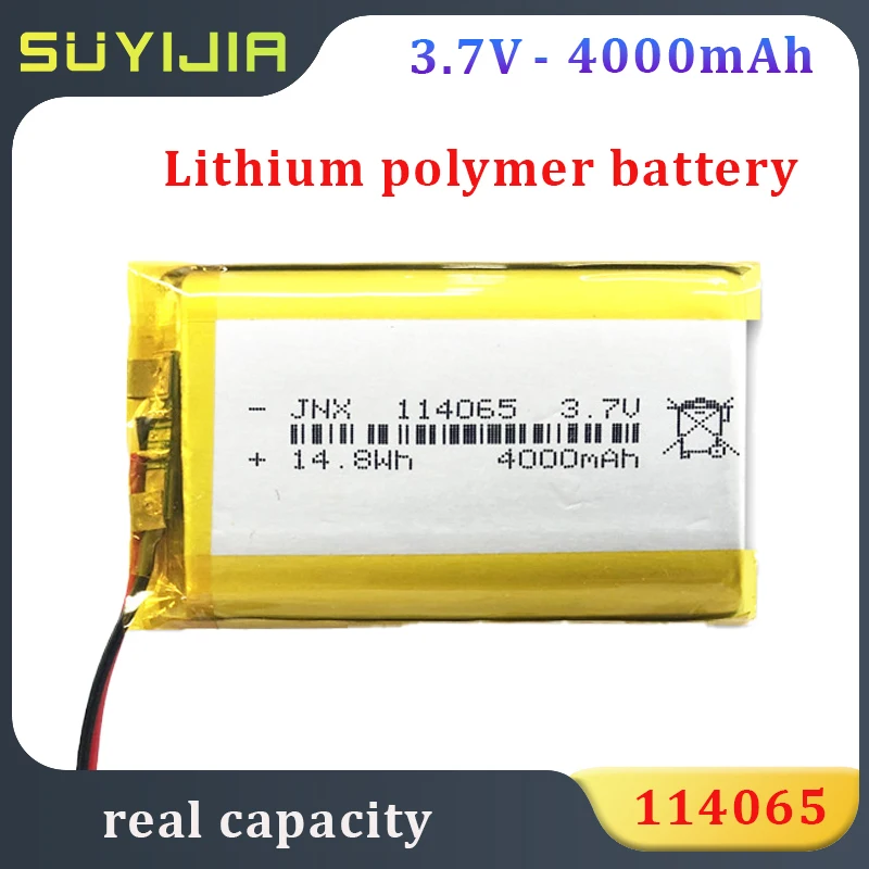 

New 3.7V Polymer Lithium Battery 4000mAh 114065 Large Capacity Bluetooth Speaker Shaver Beauty Instrument Mobile Power Battery