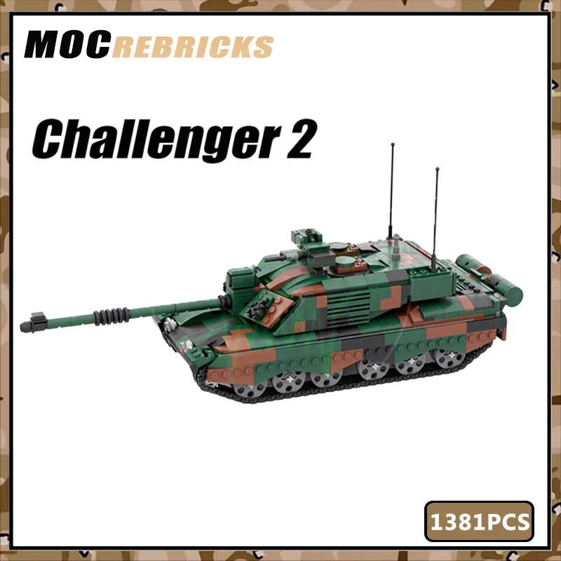 

Второй мировой войны, военное оружие серии Challenger 2, основной боевой танк MOC, строительный блок, DIY Модель, кирпич, бронированные гусеничные транспортные средства, игрушки, подарки