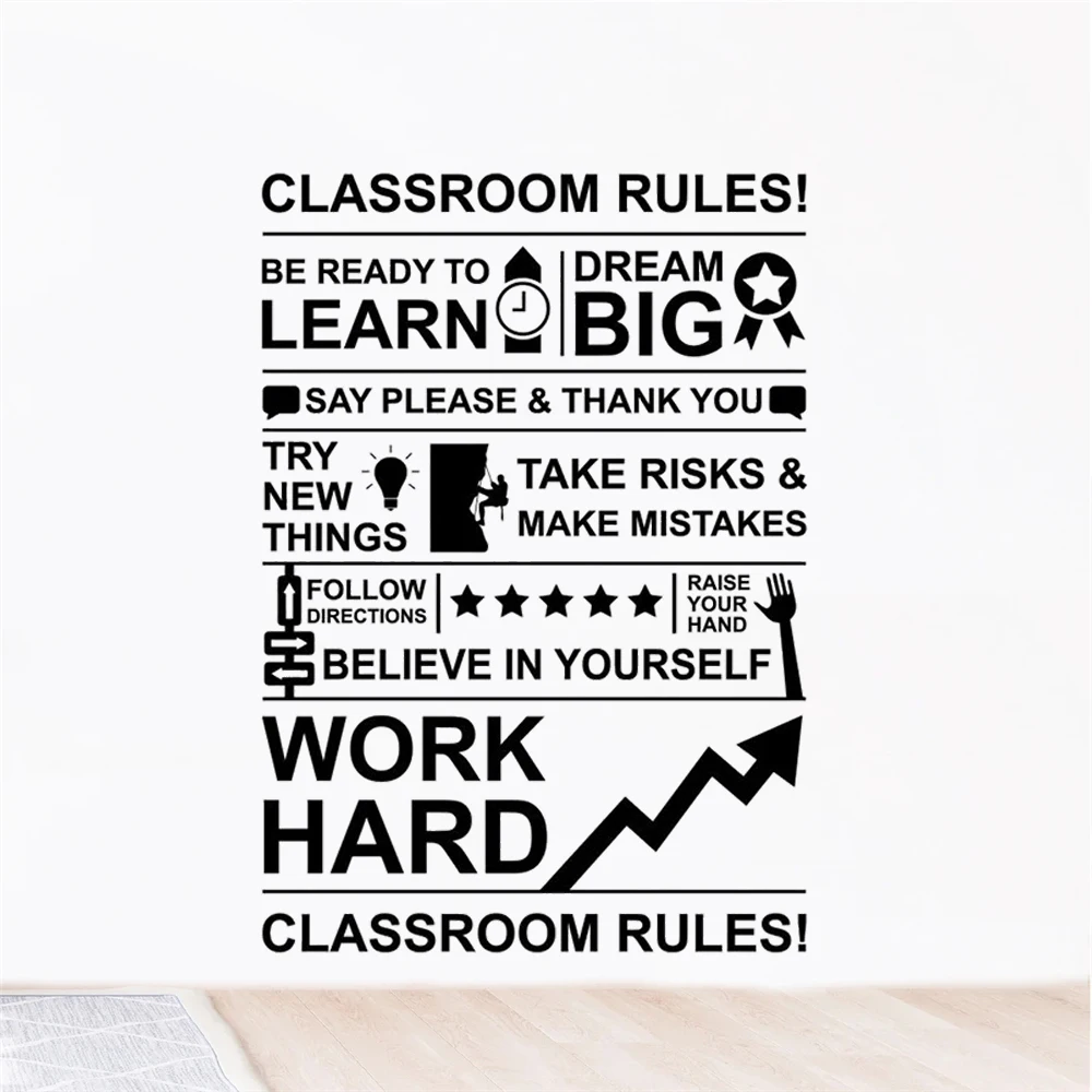 Classroom Rules School Quotes Wall Decals Removable Vinyl Stickers For Kids Bedroom Home Decor Poster Study Rooms Murals DW14194
Classroom Rules School Quotes Wall Decals Removable Vinyl Stickers For Kids Bedroom Home Decor Poster Study Rooms Murals DW14194