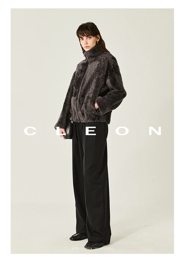 High-end Luxury Lacon Lamb Fur Cropped Winter Jackets for Women 2025 Simple Stand Collar Genuine Leather Real Fur Shearling Coat High-end Luxury Lacon Lamb Fur Cropped Winter Jackets for Women 2025 Simple Stand Collar Genuine Leather Real Fur Shearling Coat