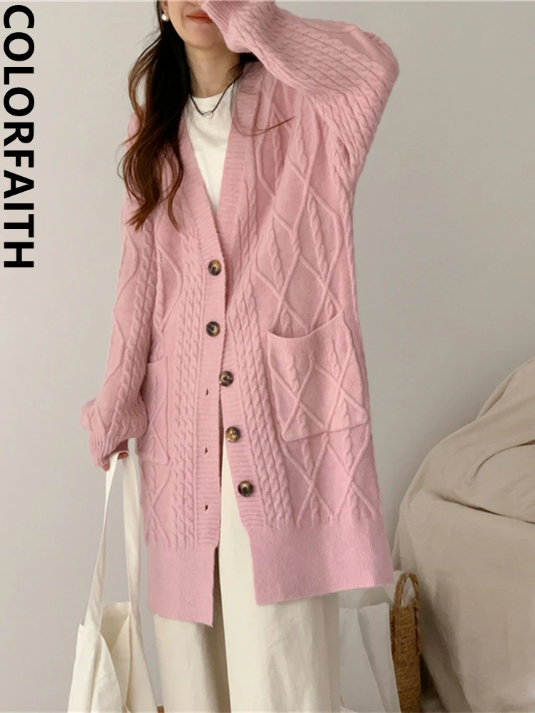 Colorfaith SWC9019JX New 2023 Vintage Korean Oversized Knitting Pink Cardigans Women Autumn Winter Elegant Sweaters Long Tops
Colorfaith SWC9019JX New 2023 Vintage Korean Oversized Knitting Pink Cardigans Women Autumn Winter Elegant Sweaters Long Tops