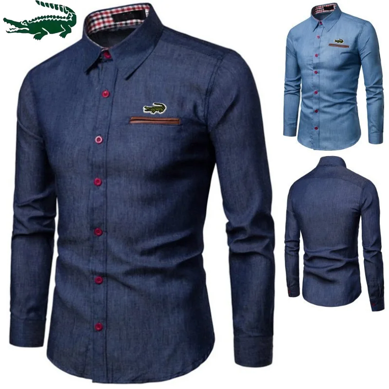Brand Cotton Denim Shirt Men Fashion Patchwork Turn-down Collar Long Sleeve Autumn T-shirt Plus Size Slim Casual Man Tshirt Tops
Brand Cotton Denim Shirt Men Fashion Patchwork Turn-down Collar Long Sleeve Autumn T-shirt Plus Size Slim Casual Man Tshirt Tops