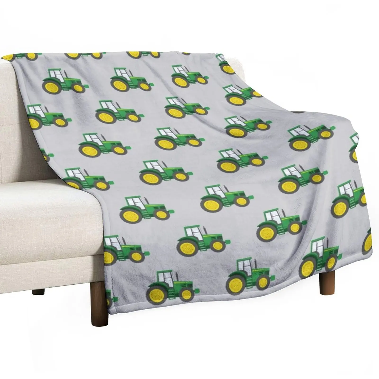

Green Tractors on Grey - Farming - Farm Themed Throw Blanket Plaid on the sofa Quilt Blanket throw blanket for sofa wednesday