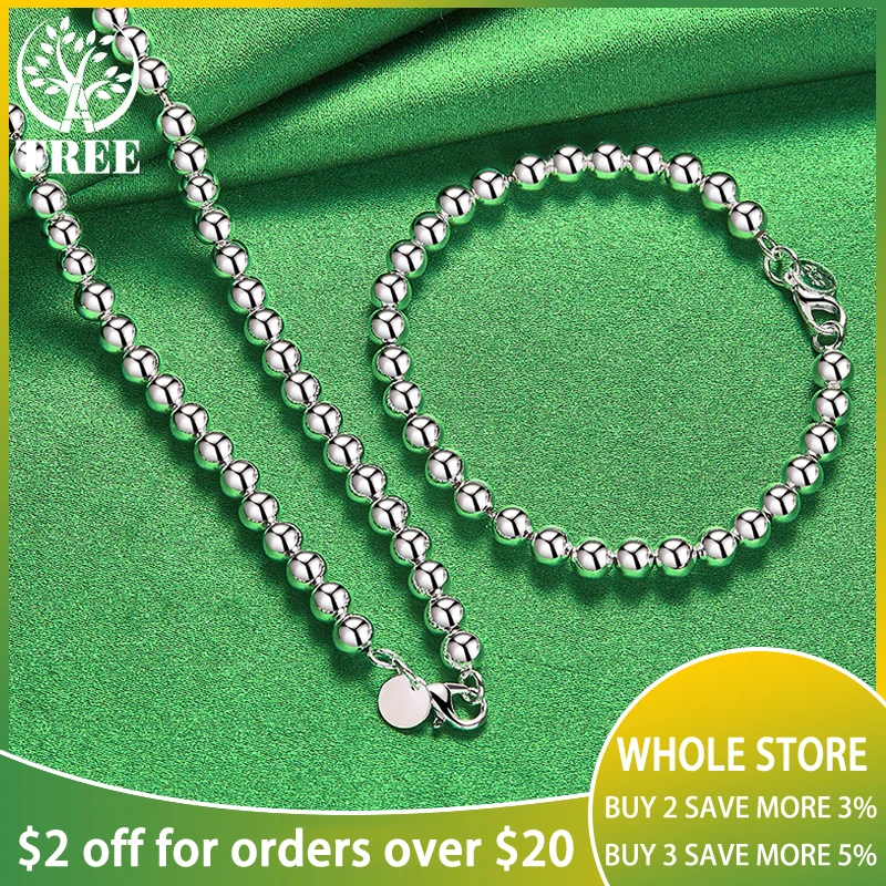 ALITREE 2pcs 925 Sterling Silver Fashion 6mm Beads Chain Necklace Bracelet Set For Women Lady Charm Birthday Wedding Jewelry
ALITREE 2pcs 925 Sterling Silver Fashion 6mm Beads Chain Necklace Bracelet Set For Women Lady Charm Birthday Wedding Jewelry