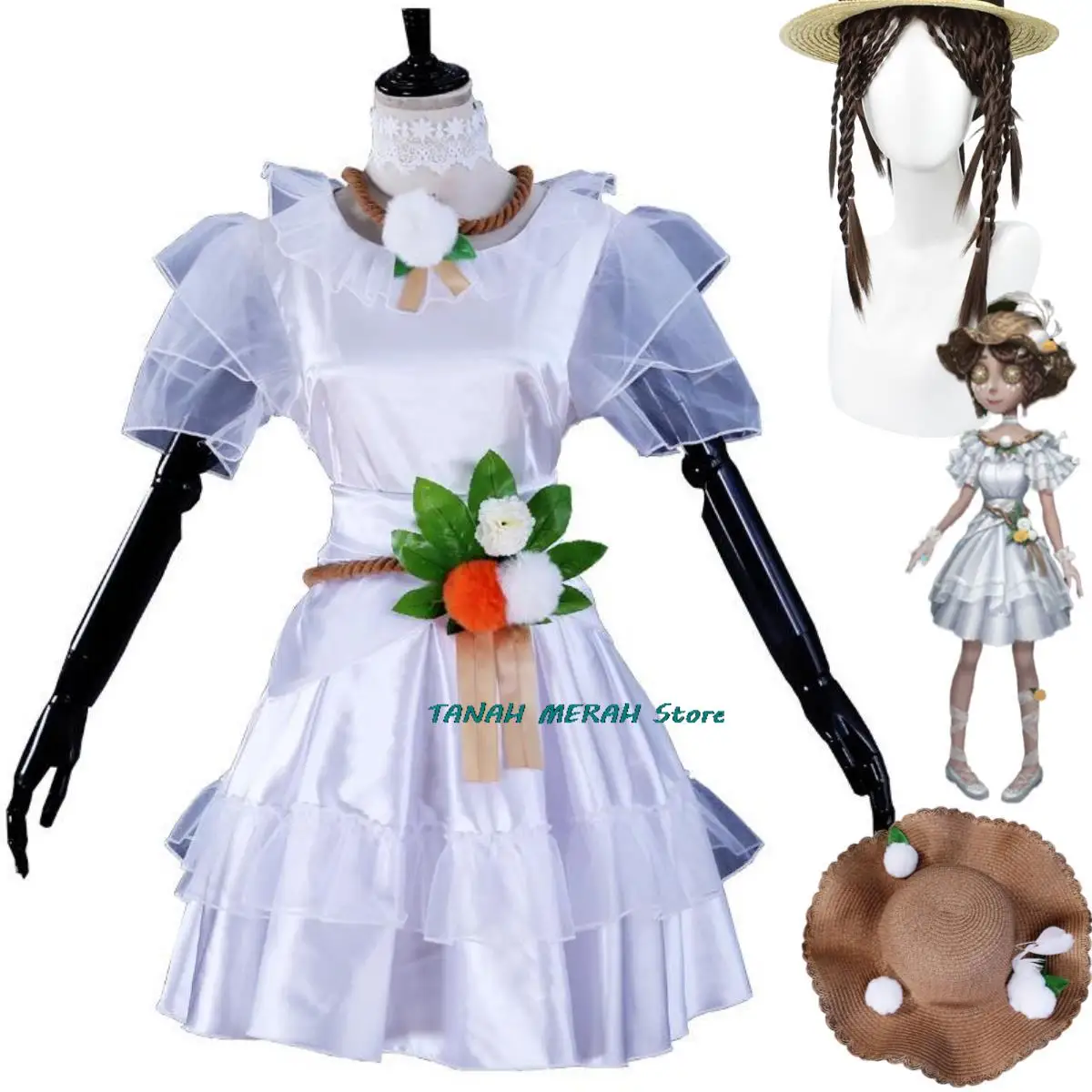 Anime Game Identity ⅤGardener Cosplay Costume As The Wind Blows Emma Woods Wig White Dress Hat Woman Kawaii Carnival Suit
Anime Game Identity ⅤGardener Cosplay Costume As The Wind Blows Emma Woods Wig White Dress Hat Woman Kawaii Carnival Suit