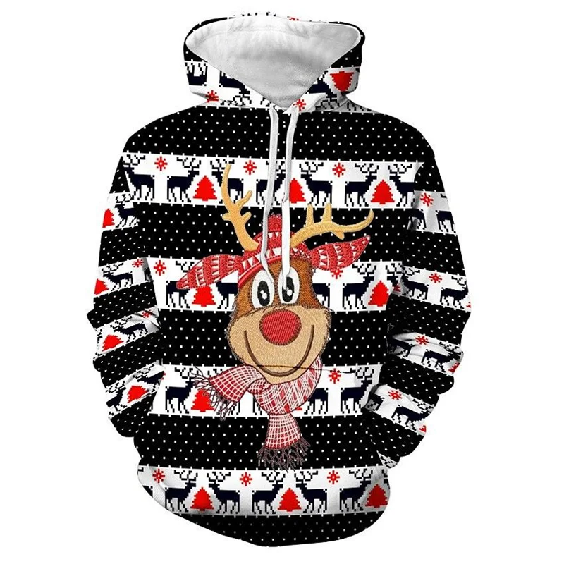 

Funny Reindeer Elk Graphic Hoodies for Men Ugly Christmas Sweater Winter Clothes Hoodie Sweatshirt Xmas Kid Gift Hooded Pullover