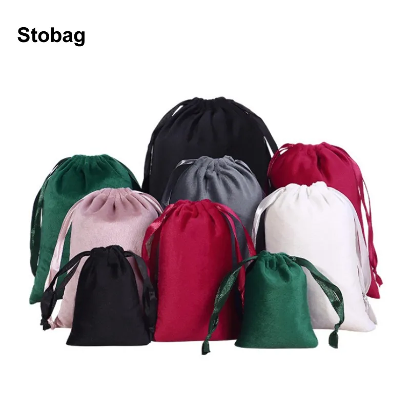 

StoBag 5pcs Velvet Bags Small Flannel Jewelry Gift Cosmetic Drawstring Storage Package Dustproof Portable Pocket Organizer Pouch