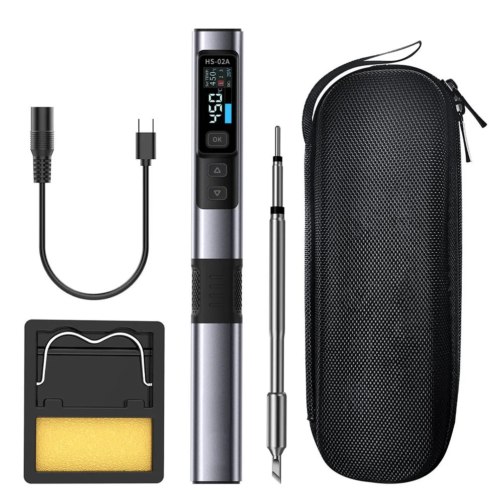 DC9-24V HS-02A Smart Soldering Iron Soldering Rework Station PD100W Portable Home DIY Tools 100-450℃ For Efficient Welding
DC9-24V HS-02A Smart Soldering Iron Soldering Rework Station PD100W Portable Home DIY Tools 100-450℃ For Efficient Welding