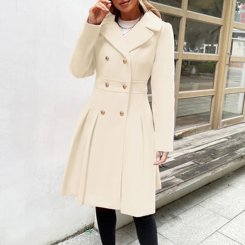 GK Women Long Sleeve Coat Double Breasted Overcoat Above Knee Pleated Lapel A-Line Wool Blends Coat Winter Warm Jackets
GK Women Long Sleeve Coat Double Breasted Overcoat Above Knee Pleated Lapel A-Line Wool Blends Coat Winter Warm Jackets