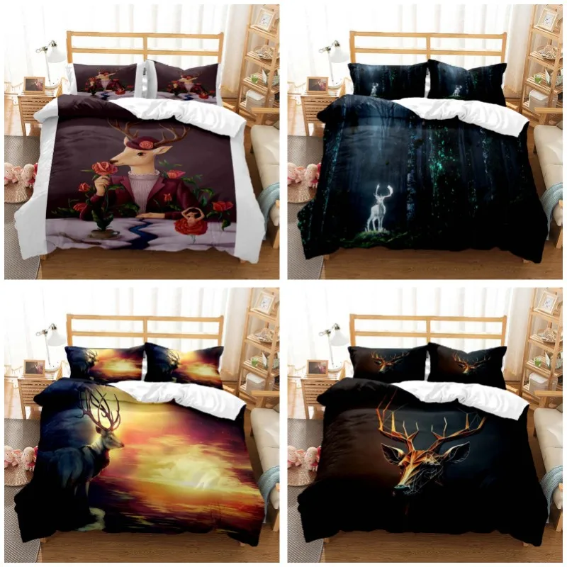

Elk，God of Luck，Personalized bedding ,Customizable soft and comfortable, comforter bedding sets bedding set luxury quilt cover