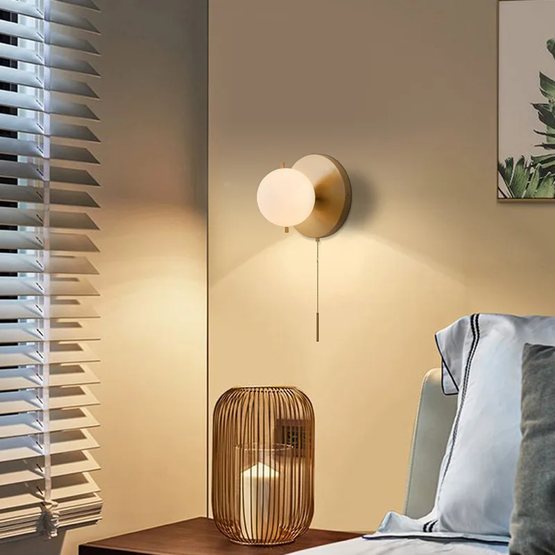Postmodern minimalist American designer glass round wall lamp personality living room bedroom corridor brass wall light
Postmodern minimalist American designer glass round wall lamp personality living room bedroom corridor brass wall light