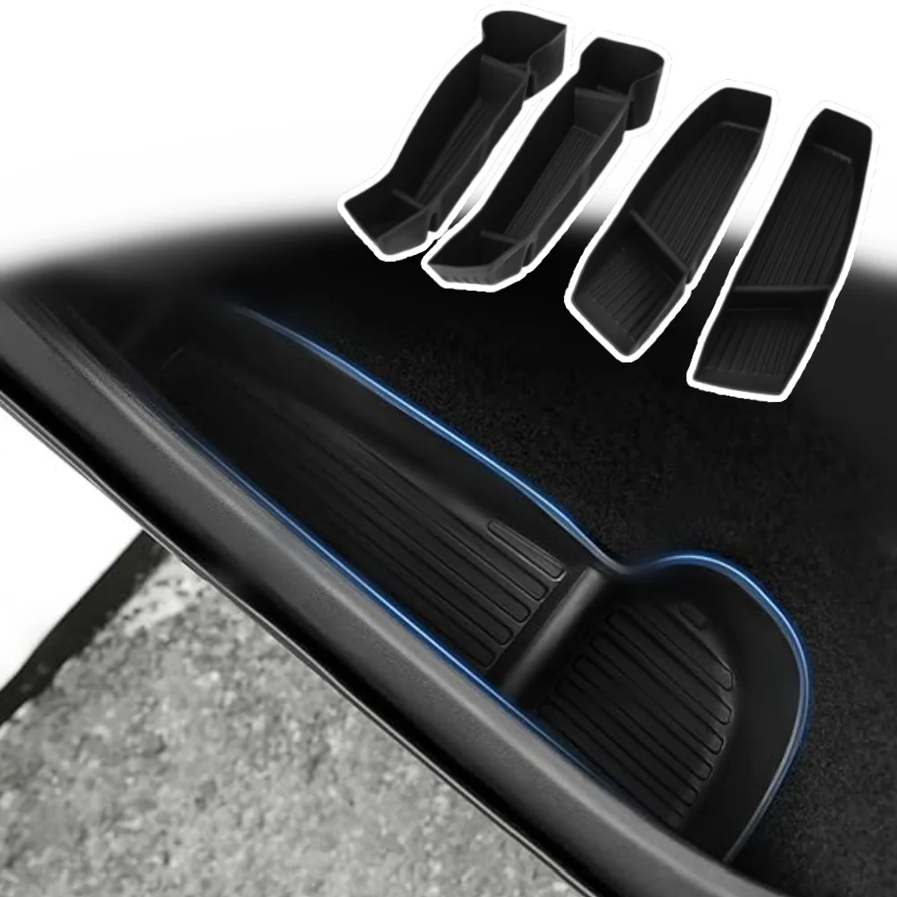 

4pcs Door Side Storage Box Compatible for Tesla Model Y 2020-2024,Insert Glove Pallet Storage Black Tpe Car Interior Accessories