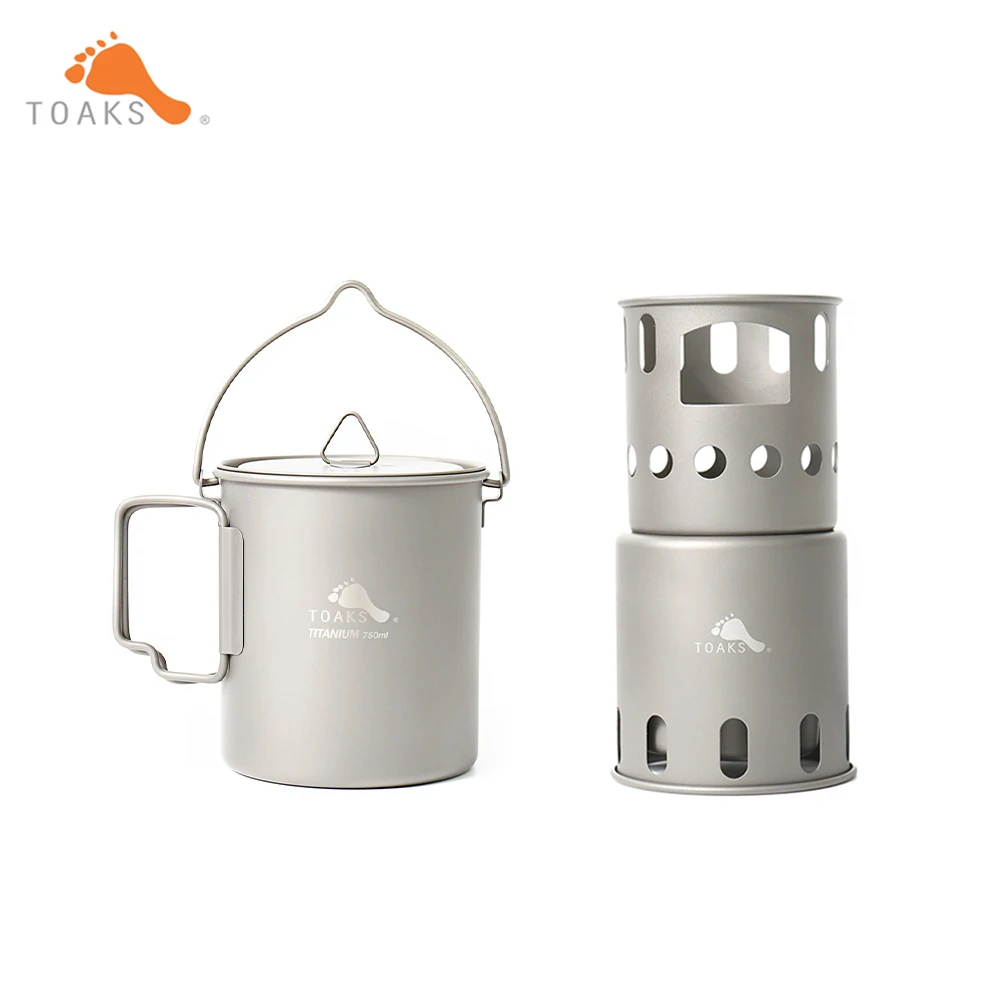 TOAKS Camping Titanium 750ml-Pot with Bail Handle and Wood Stove Combo Set POT-750-BH & STV-12
TOAKS Camping Titanium 750ml-Pot with Bail Handle and Wood Stove Combo Set POT-750-BH & STV-12