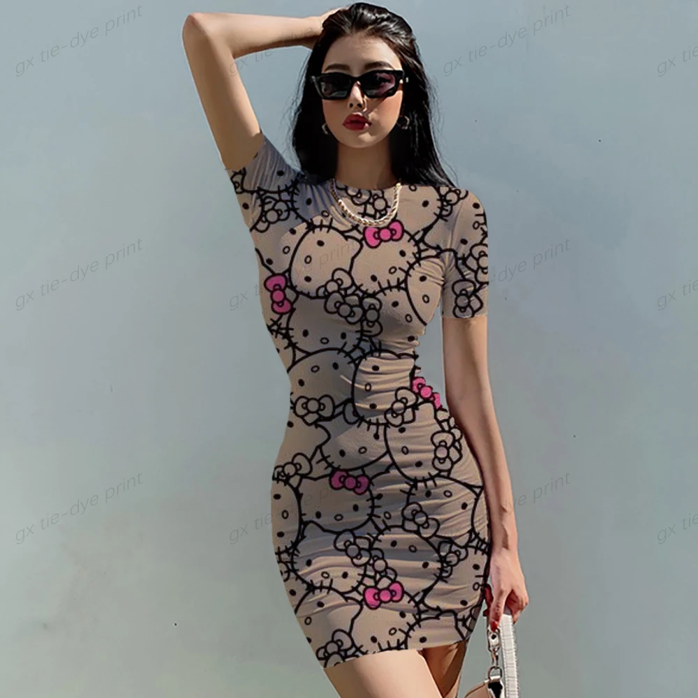 2023 New Women Cosplay Dress Fashion Short Sleeve Cartoon Hello Kitty Print Dress Summer Round Neck Casual Mini Dress
2023 New Women Cosplay Dress Fashion Short Sleeve Cartoon Hello Kitty Print Dress Summer Round Neck Casual Mini Dress