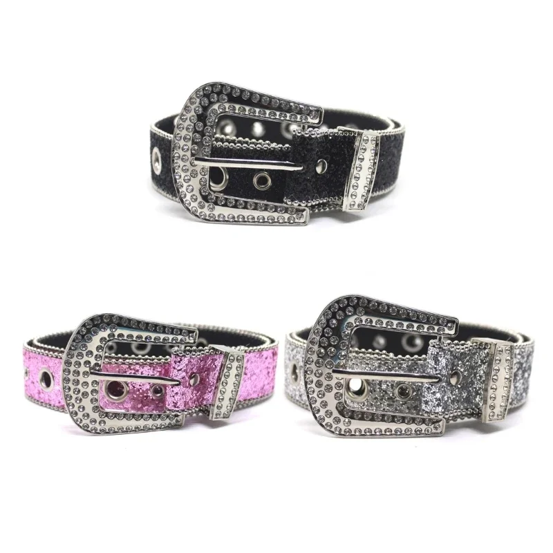 

Adjustable Waist Belts for Jeans Glitter Belt for Woman Cowboy Cowgirl Teens Female Jeans Skirt Waistband