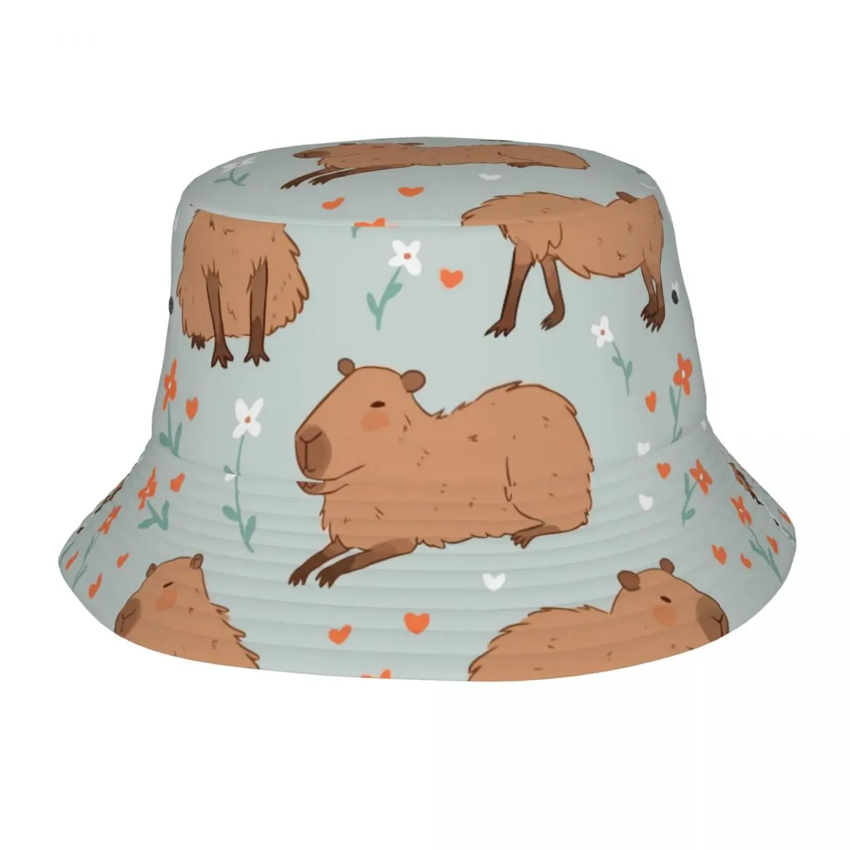 

Cute Capybara Wild Flower Unisex Casual Sun Hat Bucket Bob Hip Hop Cap Fisherman Panama