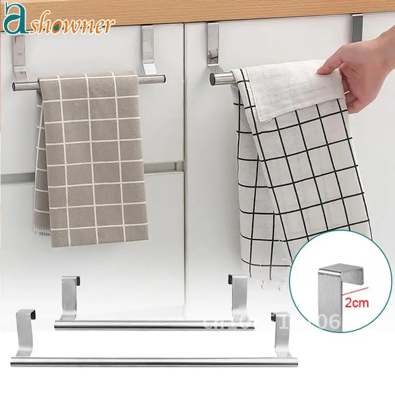 

Rack Towel Shelf Hanger Stainless Steel Door Hanging Organizer Bathroom Kitchen Cabinet Towel Stand Holder Rag Rack Stand