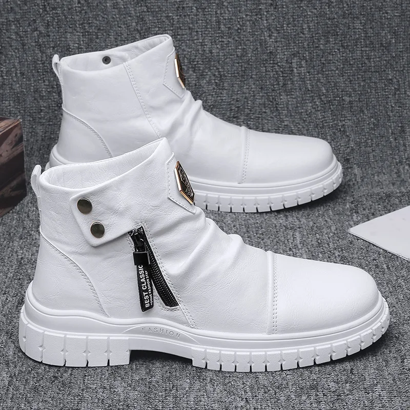 

Men's boots plush warm Men's retro shoes Autumn and winter British multi-functional high top casual leather shoes X11-38