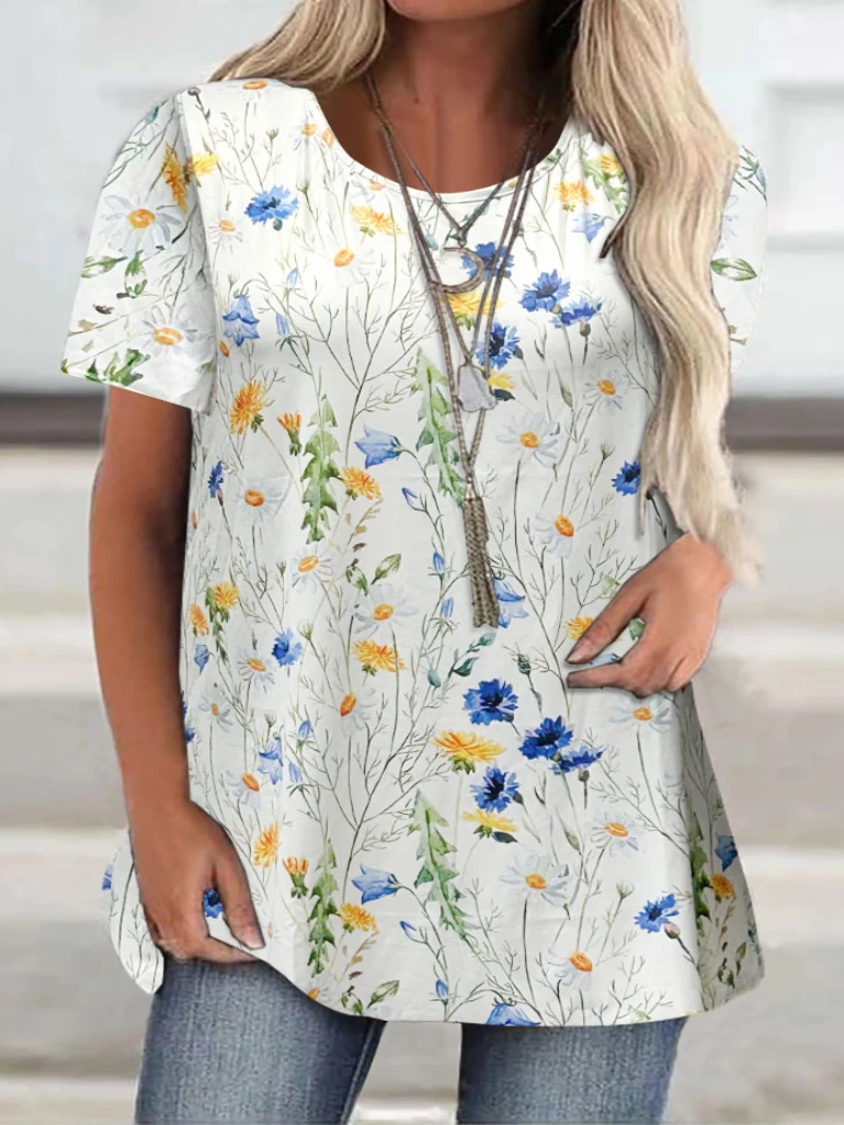 Women's Plus Size Clothing Casual Short Sleeve Round Neck Floral Printed TopNyfairy
Women's Plus Size Clothing Casual Short Sleeve Round Neck Floral Printed TopNyfairy