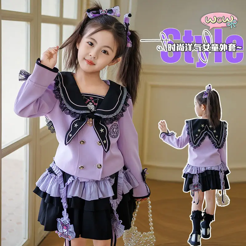 Sanrios Kuromi Anime Cartoon Girls Shirt Dress JK Lolita Navy collar Coat Outerwear Jackets double-breasted Windbreaker Clothes
Sanrios Kuromi Anime Cartoon Girls Shirt Dress JK Lolita Navy collar Coat Outerwear Jackets double-breasted Windbreaker Clothes
