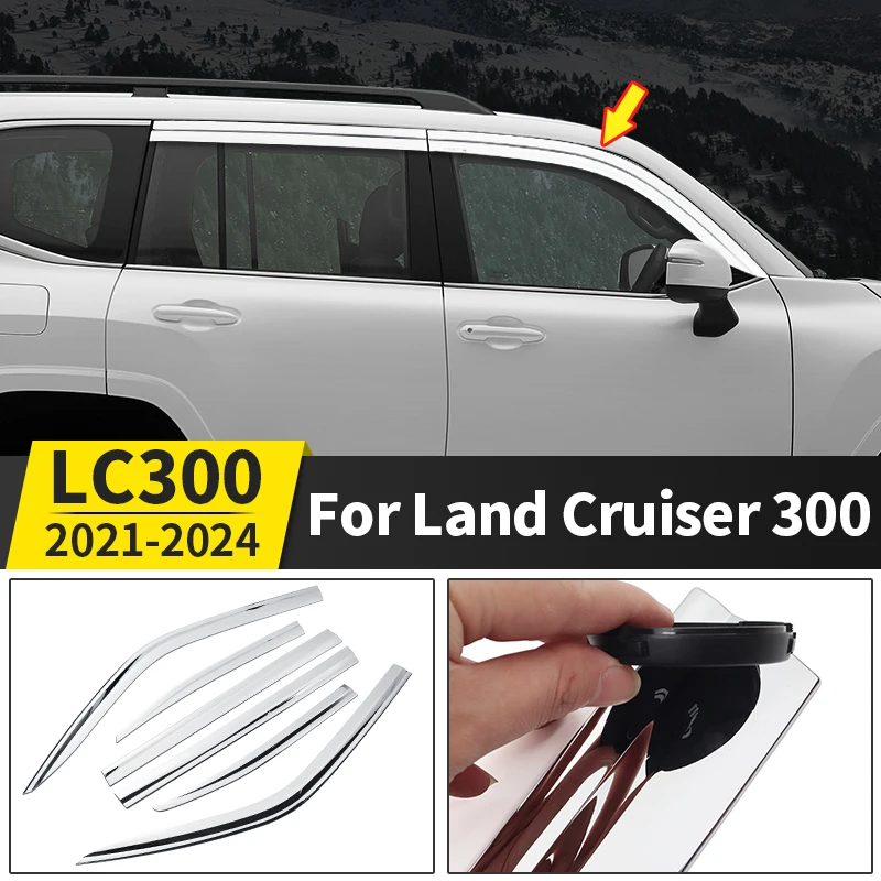 

For 2021 2022 2023 2024 Toyota Land Cruiser 300 Full Chrome Car Side Window Deflector Lc300 FJ300 Exterior Upgraded Accessories