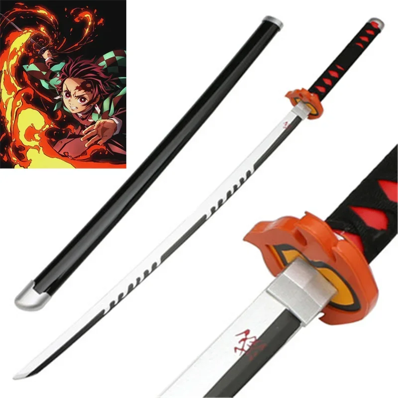 

104cm Cosplay God of Fire Anime Bamboo Assembled Sword Kamado Tanjirou Katana Weapon Model
