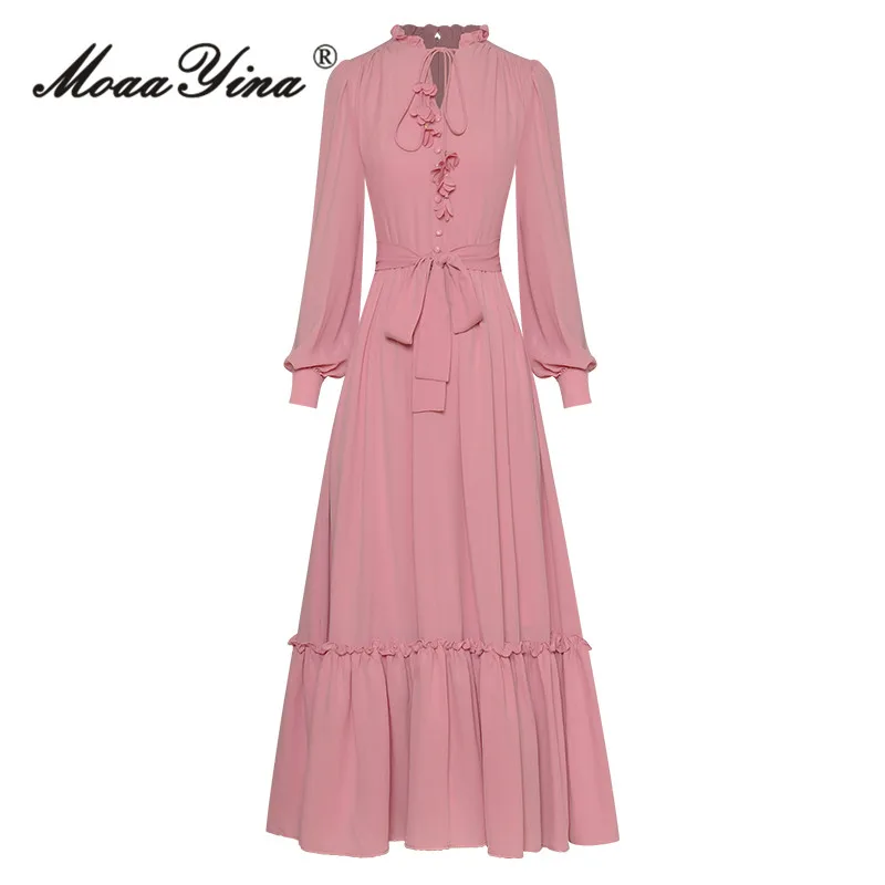 MoaaYina Summer Fashion Designer Pink Elegant Party Dress Women's V Neck Long Sleeve Frenulum Gathered Waist Ruffles Long Dress
MoaaYina Summer Fashion Designer Pink Elegant Party Dress Women's V Neck Long Sleeve Frenulum Gathered Waist Ruffles Long Dress