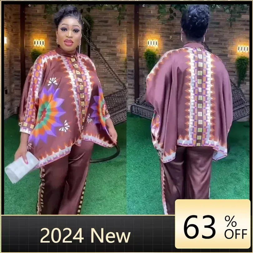 2 Pieces Sets Matching African Silk Clothes for Women 2024 Ankara Dashiki Top and Pants Suits Elegant Lady Party Wear Plus Size
2 Pieces Sets Matching African Silk Clothes for Women 2024 Ankara Dashiki Top and Pants Suits Elegant Lady Party Wear Plus Size