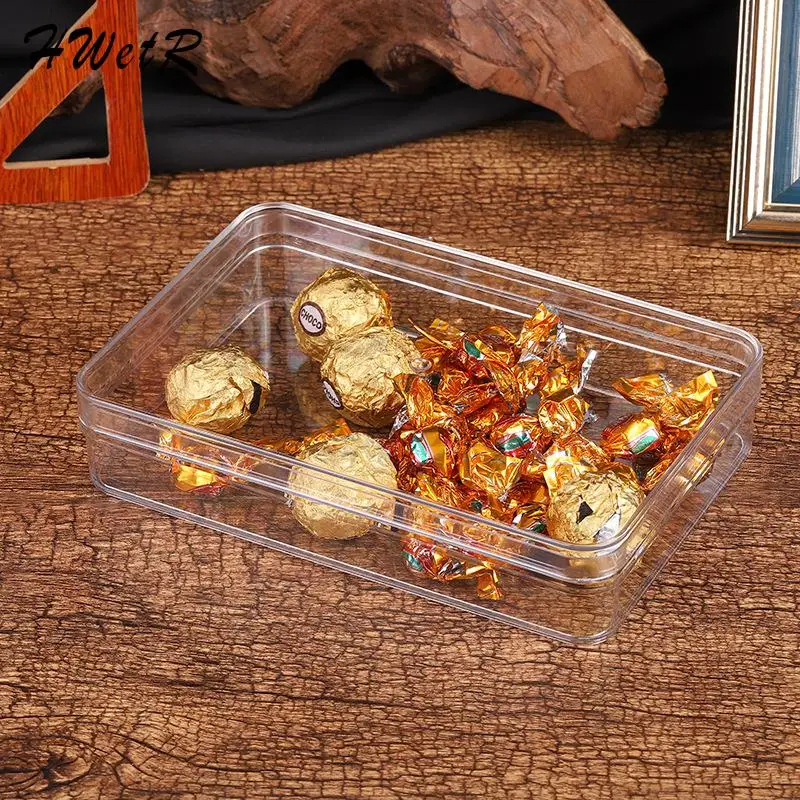 

1 шт. прямоугольная пластиковая прозрачная коробка для хранения ювелирных изделий пищевой класс Ps печенье орех шоколад коробка для конфет с крышкой