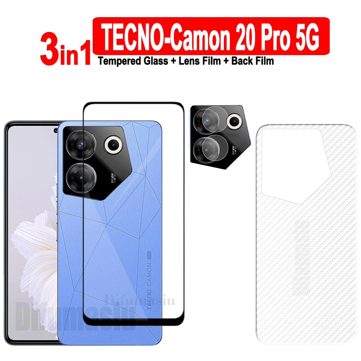 For Tecno Camon 20 Pro 5G Tempered Glass Screen Protectors Soft Camera Lens Protector Full Cover Screen Glass 3in1 Back Film
For Tecno Camon 20 Pro 5G Tempered Glass Screen Protectors Soft Camera Lens Protector Full Cover Screen Glass 3in1 Back Film