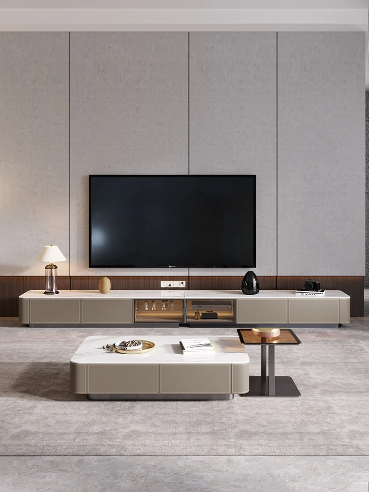 Italian saddle leather extended TV cabinet Modern living room luxury high-grade rock floor cabinet glass door solid wood floor c
Italian saddle leather extended TV cabinet Modern living room luxury high-grade rock floor cabinet glass door solid wood floor c