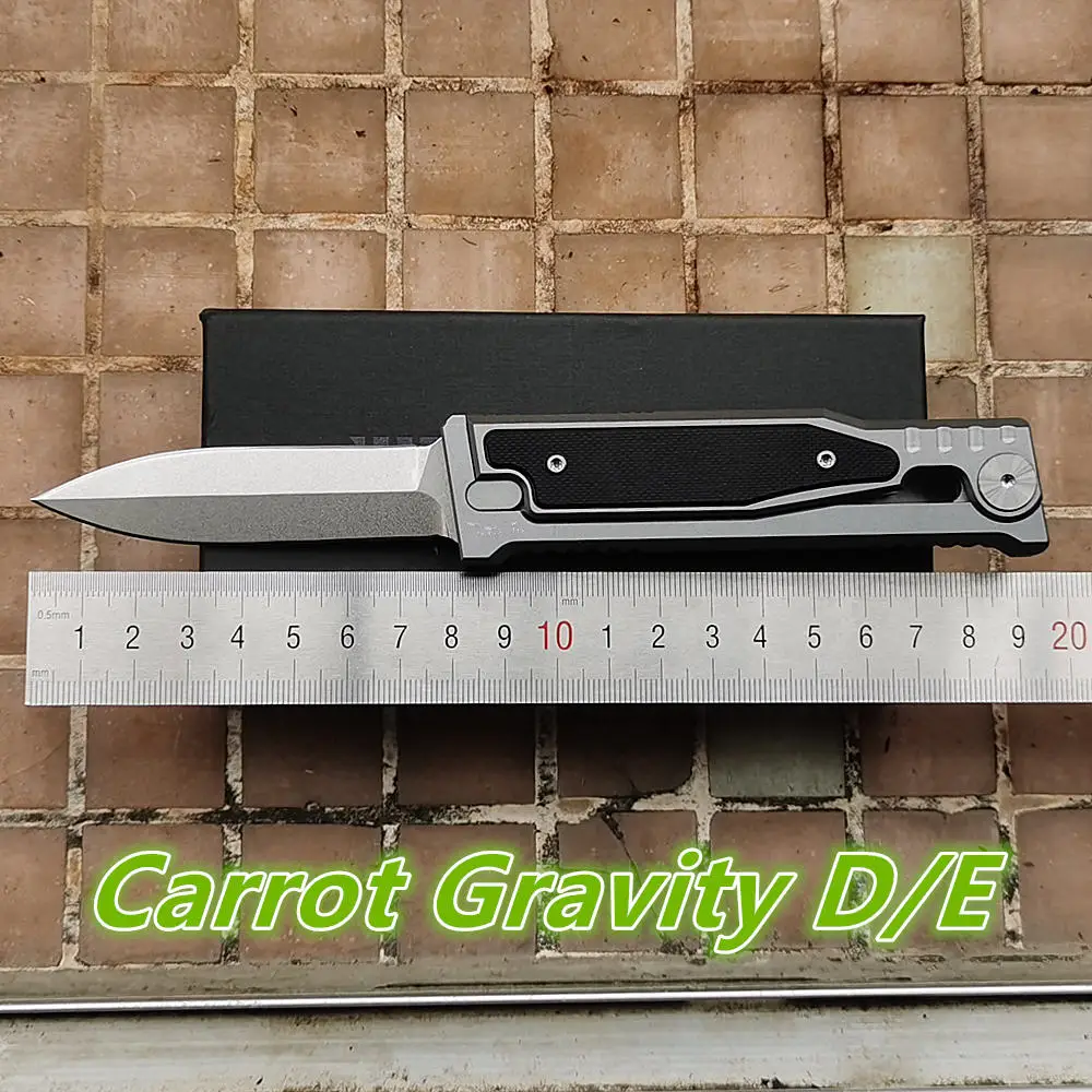 

2024 Carrot D/E Blade Gravity Knife D2 Aluminium + G10 Handle Tactical Fish Pocket Camping Hunt Outdoor EDC Utility Folding Tool