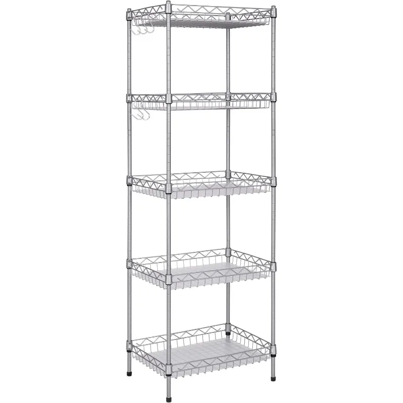 Guangfoshun Storage Shelves, 5-Tier Wire Shelving Unit with Baskets Storage Rack Corner Shelf Shelving Adjustable Storage Shelf
Guangfoshun Storage Shelves, 5-Tier Wire Shelving Unit with Baskets Storage Rack Corner Shelf Shelving Adjustable Storage Shelf
