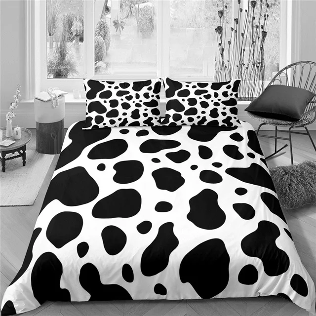 

Cute Cow Pattern Lovely Comfortable Set King Size Bedding Set Duvet Cover Set with Pillowcase 220X240 Double Bed Set Bedclothes