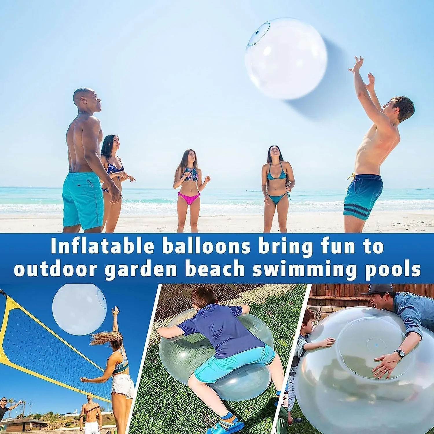 Super Magic Bubble Balls, Inflatable Water Ball, Transparent Bouncy Balloons, Water Fun for Outdoor Play,Pool party gift Super Magic Bubble Balls, Inflatable Water Ball, Transparent Bouncy Balloons, Water Fun for Outdoor Play,Pool party gift