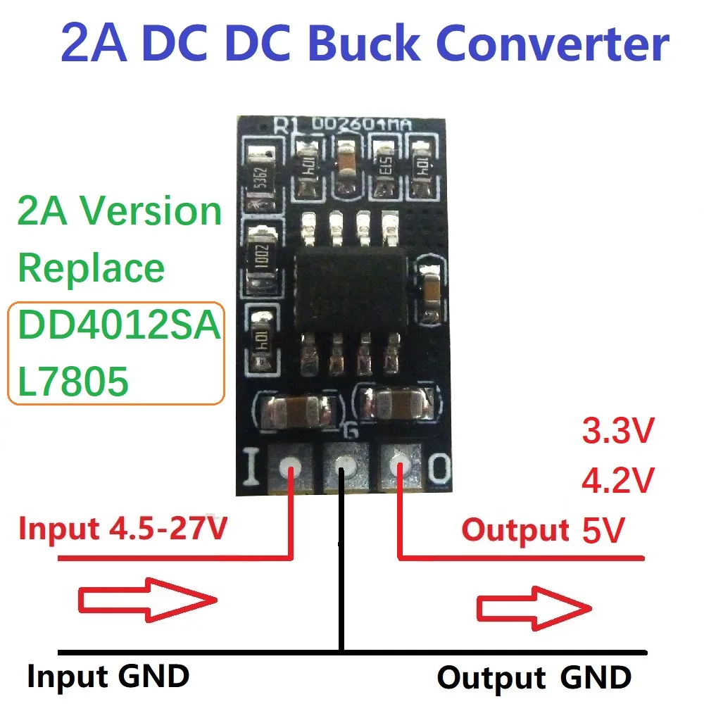 

Tiny 2A DC-DC Buck Converter Module 4.5V-27V to 3.3V 4.2V 5V Step-Down Board replace 7805 AMS1117 LM2596 LM338 TO-220 Transistor