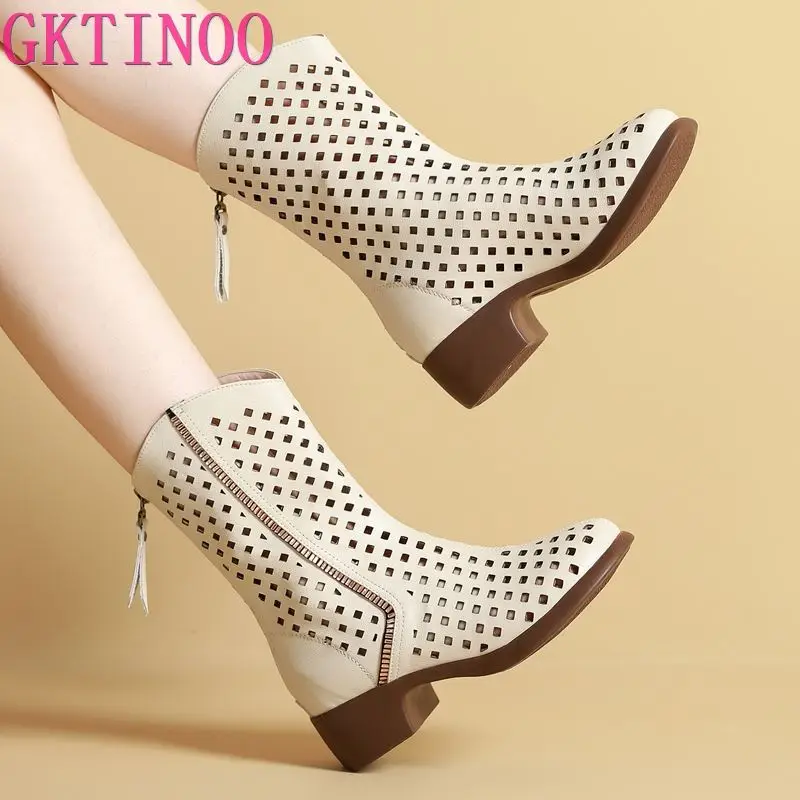 GKTINOO Women's Boots 2024 Summer Genuine Leather Woman Mid-Calf Boots Fashion Hollow Out Ladies Shoes Women Summer Boot Shoes
GKTINOO Women's Boots 2024 Summer Genuine Leather Woman Mid-Calf Boots Fashion Hollow Out Ladies Shoes Women Summer Boot Shoes