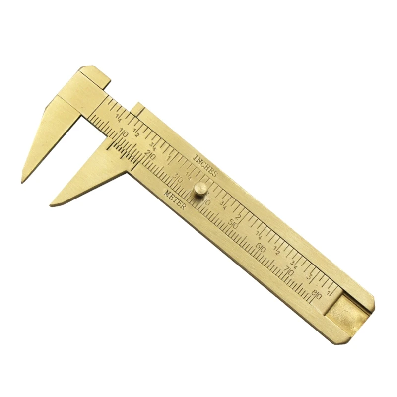 

Handy Sliding Gauge Brass Vernier Caliper Ruler Measuring Tool Double Scales mm/inch Mini Brass Pocket Ruler 80mm Drop ship