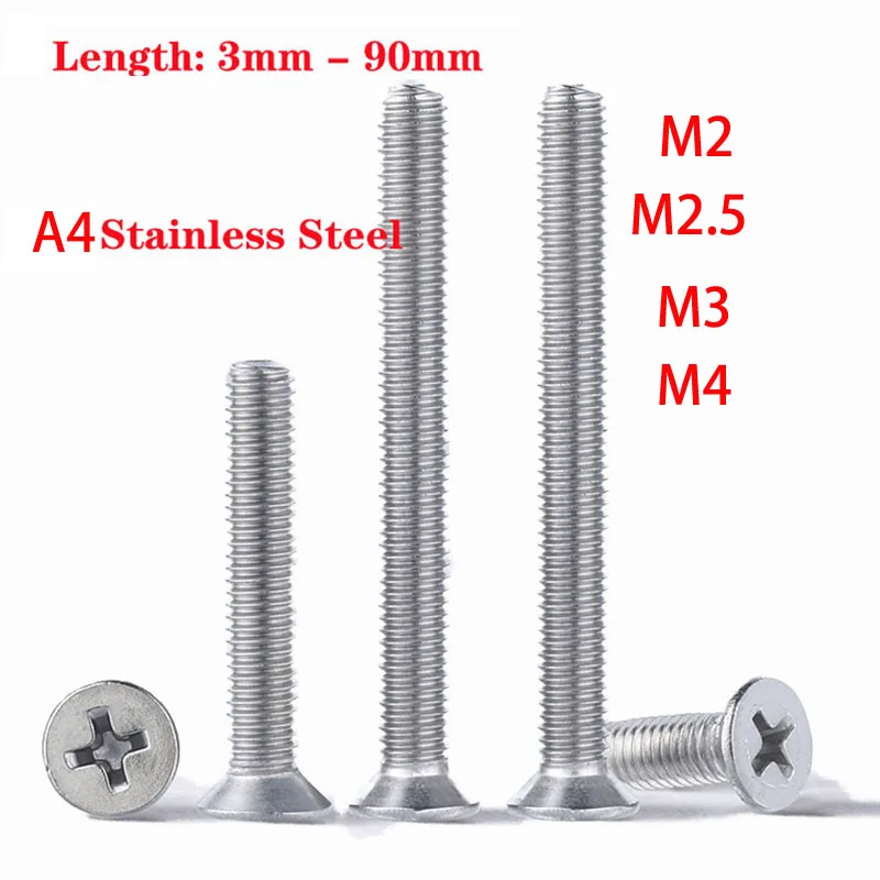 5-200pcs M2 M2.5 M3 M4 Phillips Countersunk Head Flat Screws Bolt 316-A4 Stainless Steel Mini Cross Bolts Small Screw
5-200pcs M2 M2.5 M3 M4 Phillips Countersunk Head Flat Screws Bolt 316-A4 Stainless Steel Mini Cross Bolts Small Screw