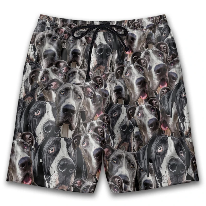 

Шорты-бермуды мужские с рисунком лица забавной собаки, повседневные Гавайские бордшорты, короткие штаны золотистого ретривера питбуля, одежда Dobermann